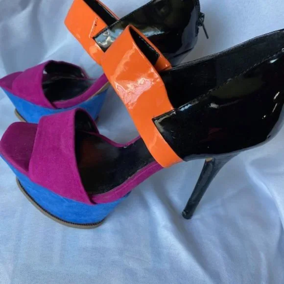 JESSICA SIMPSON platform multi color stilettos, size 7.5 - Picture 2 of 9